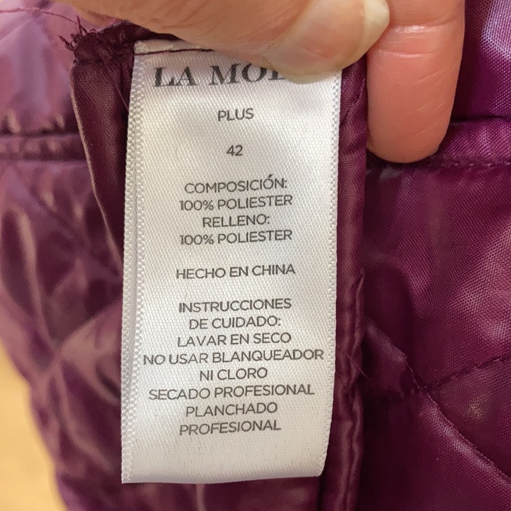 La mode plus size detachable faux fur collar quilted coat w belt 42 - Picture 16 of 17
